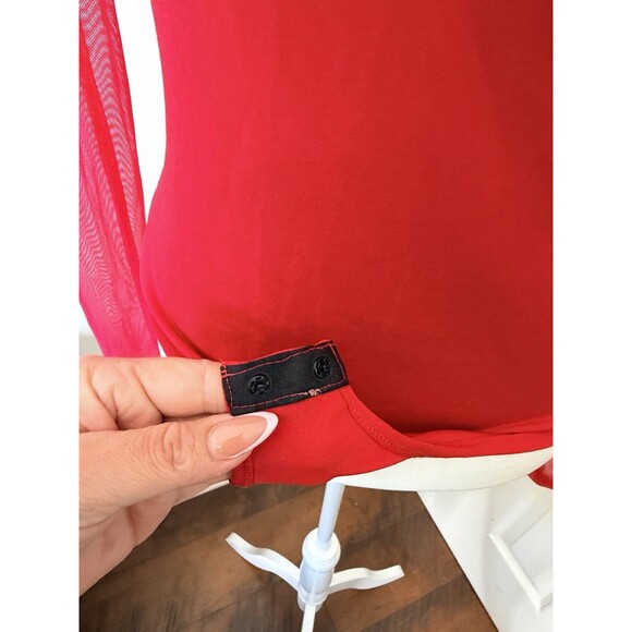 Windsor Women’s Square Neck Long Sleeve Red Bodysuit Size M - Picture 4 of 10